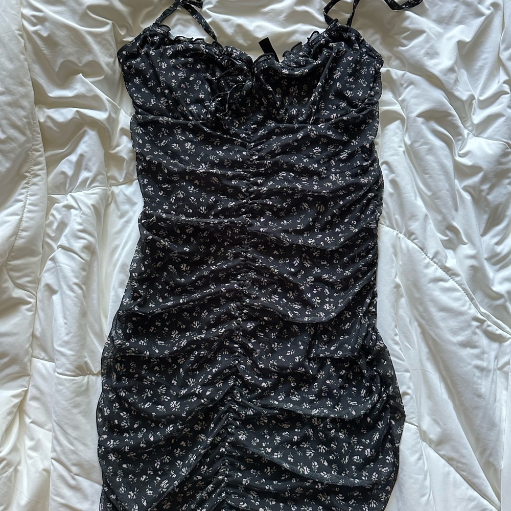 H&M Black Floral Mini Dress